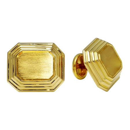 10779 Classic Yellow Gold Octagon Shaped Cufflinks Designed & Handmade by Kaufmann de Suisse in 18kt Yellow Gold