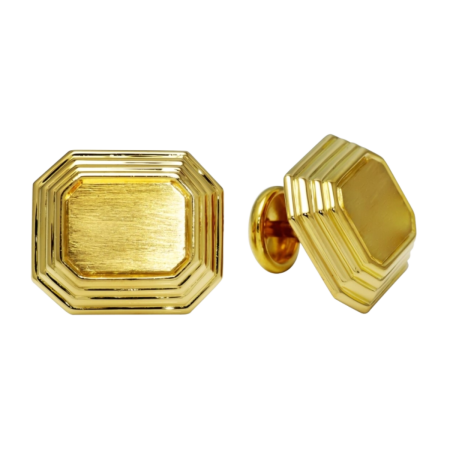10779 Classic Yellow Gold Octagon Shaped Cufflinks Designed & Handmade by Kaufmann de Suisse in 18kt Yellow Gold