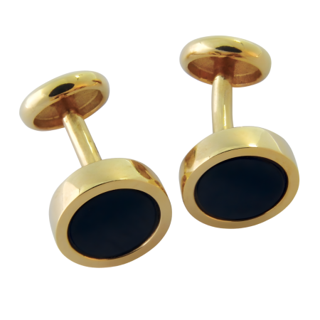 14670 Classic Falcon Eye Cufflinks Designed and Handmade in 18kt Yellow Gold featuring 2 Round 9mm Falcon Eye Gemstones (1)