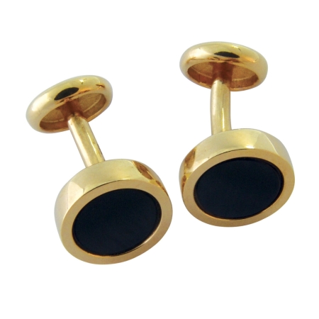 14670 Classic Falcon Eye Cufflinks Designed and Handmade in 18kt Yellow Gold featuring 2 Round 9mm Falcon Eye Gemstones