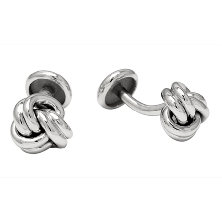 16809 Classic Knot Cufflinks Designed and Handmade by Kaufmann de Suisse in 18kt White Gold
