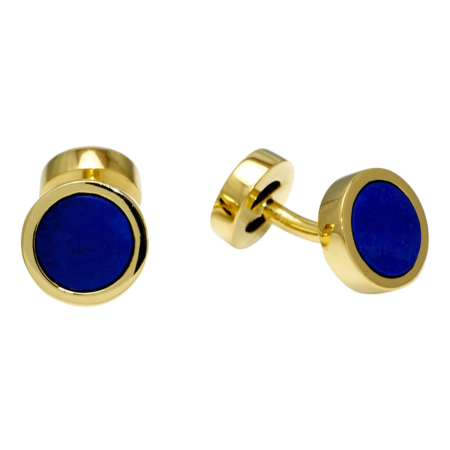 16841 Classic Lapis Lazuli Cufflinks Designed and Handmande by Kaufmann de Suisse in 18kt Yellow Gold featuring 4 Lapis Lazuli measuring 9mm and 7mm