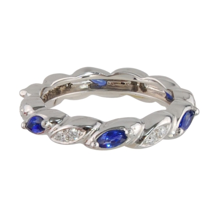 18592 Flowing Lines Sapphire & Diamond Eternity Band featuring 6 Marquise Cut Sapphires weighing 0.54cts and 12 Round Brilliant Cut FVVS Quality Diamonds weighing 0.12cts