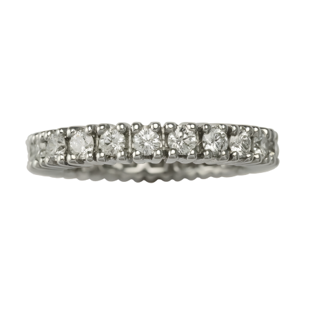 18658 Classic Four Prong Diamond Eternity Ring Designed & Handmade by Kaufmann de Suisse in Platinum featuring 22 Round Brilliant Cut Diamonds weighing a total of 1.32cts