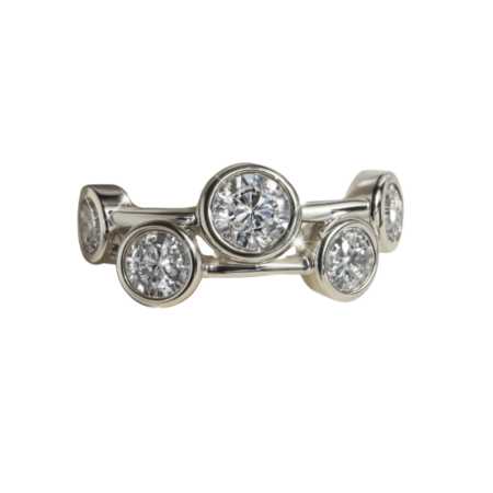 21873 Cascade Diamond Ring Designed & Handmade by Kaufmann de Suisse in 18kt White Gold featuring 10 Round Brilliant Cut GVS Quality Diamonds weighing a total of 2.35cts