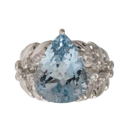 19656 Flowing Lines Nouveau Rhodolite and Diamond Cocktail Ring Designed & Handmade by Kaufmann de Suisse in 18kt White Gold featuring 1 Oval Rhodolite Garnet weighing 31.20cts mounted