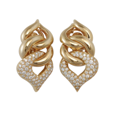 11247 Pave' Diamond Dangle Earrings, Handmade in 18k Yellow Gold with 108 Round Diamonds Totaling 2.41 Carats