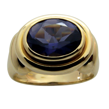 14277 Bezel Set Amethyst Ring, Handmade in 18k Yellow Gold with and Oval Amethyst Weighing 1.93 Carats