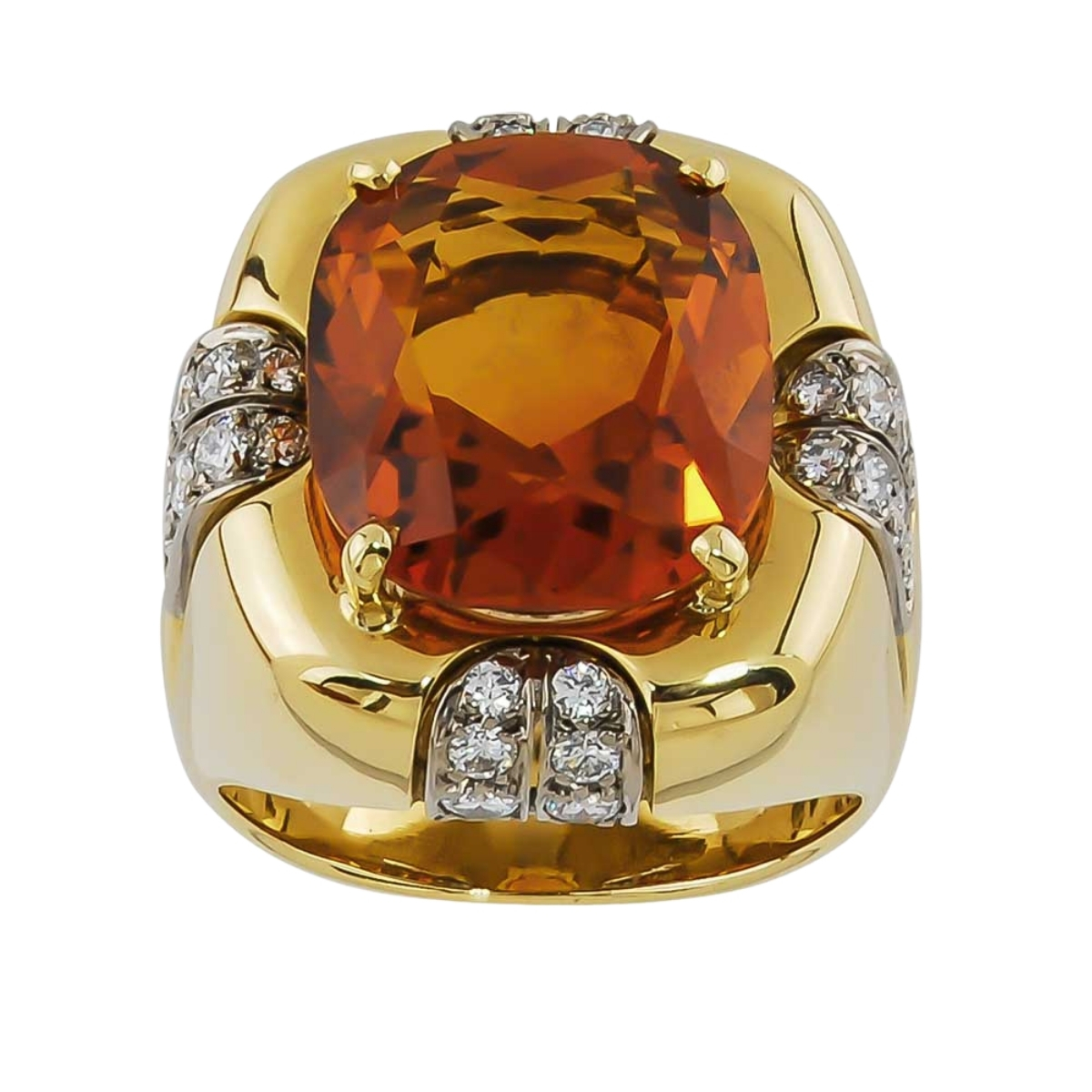 Madeira Citrine & Diamond Yellow Gold & Platinum Ring - Image 3