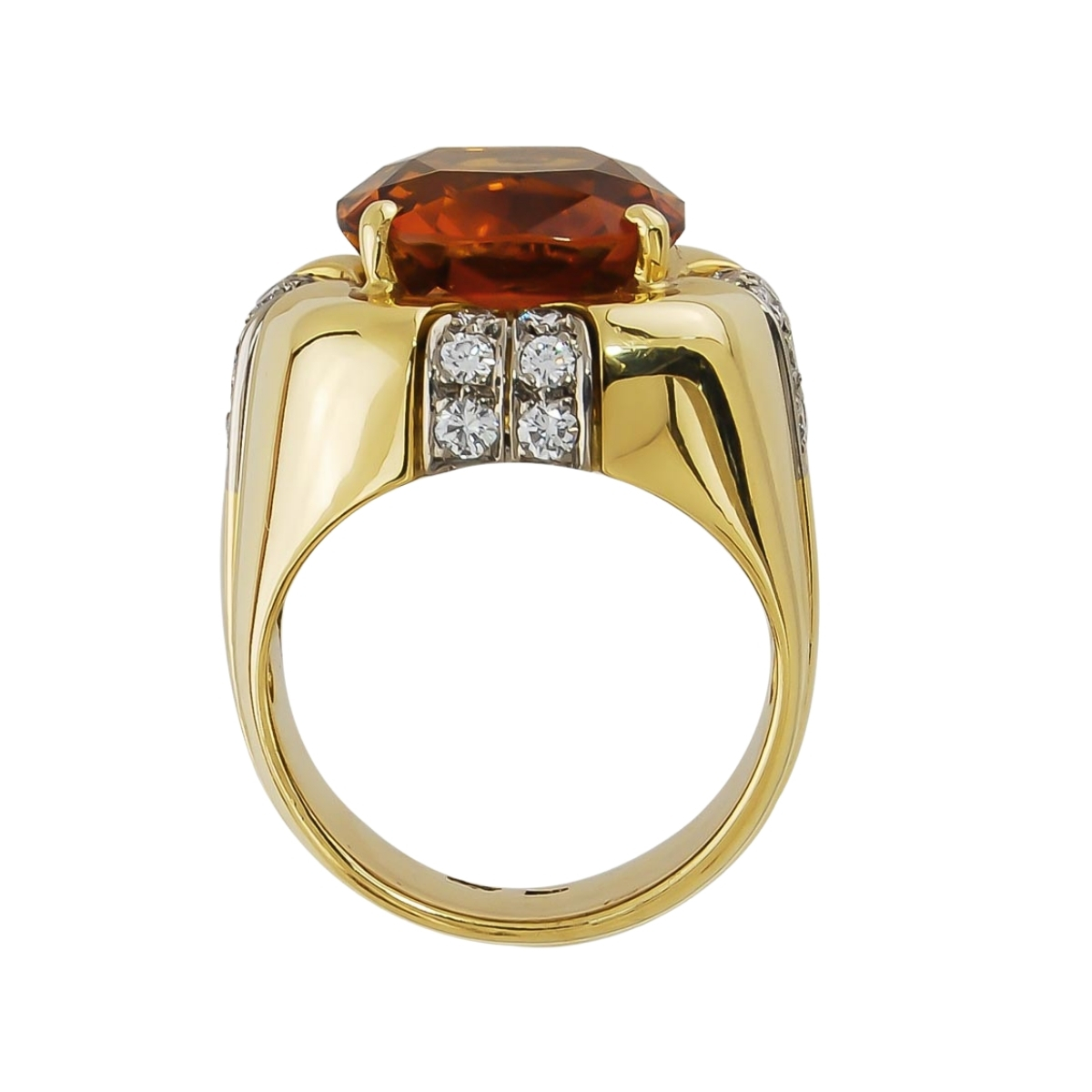 Madeira Citrine & Diamond Yellow Gold & Platinum Ring - Image 4