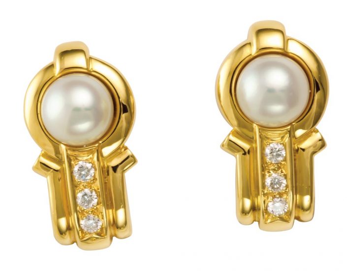 18 K Pearl and Diamond Earrings - Kaufmann de Suisse Diamond Jewelery ...