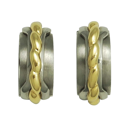 15718 Callista Earclips, Handmade in 18k Yellow Gold and Stainless Steel