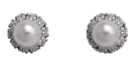 Cultured Pearl and Diamond Earrings - Kaufmann de Suisse Diamond ...