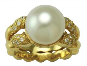 Cultured Pearl and Diamond Ring - Kaufmann de Suisse Diamond Jewelry ...