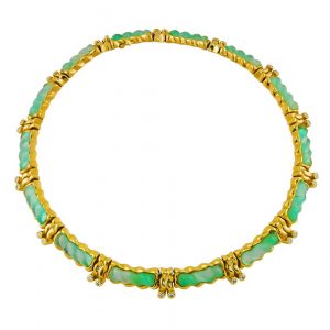 Chrystoprase and Diamond Collar Necklace