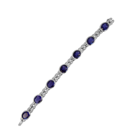 17571 Flowing Lines Iolite Link Bracelet Designed & Handmade by Kaufmann de Suisse in 18kt White Gold featuring 17 Oval Cut Iolites weighing a total of 19.11cts