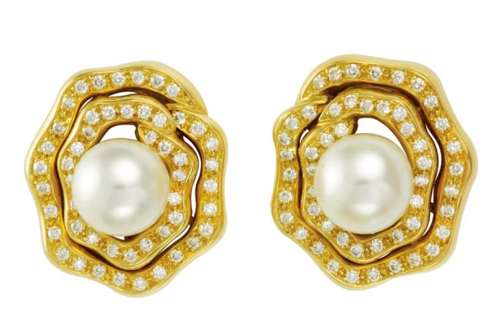 Chinese Cultured Pearl and Diamond Earrings - Kaufmann de Suisse ...