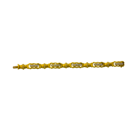 18201 Flowing Lines Gold and Diamond Bracelet, Handmade in 18k Yellow Gold with 40 Round Diamonds F VVS Weighing 3.31 Carats Total