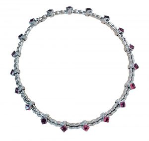 Pink Tourmaline and Diamond Necklace
