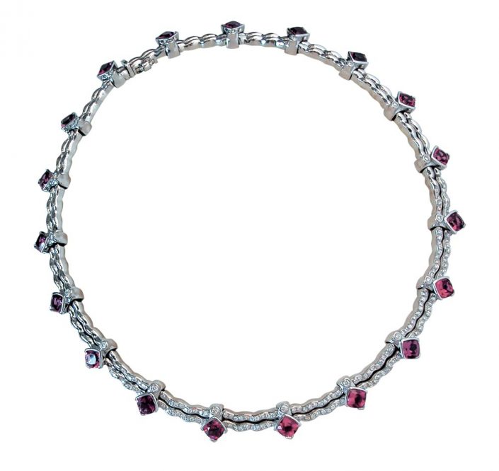 Pink Tourmaline & Diamond Necklace - Kaufmann de Suisse Diamond Jewelry ...