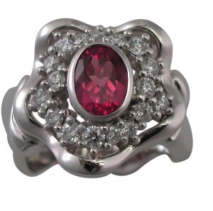 Pink Tourmaline and Diamond Ring