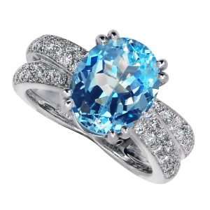 Blue Topaz and Diamond Ring
