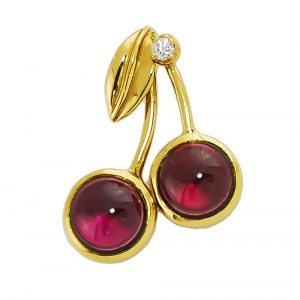 Rhodolite and Diamond Cherry Pendant