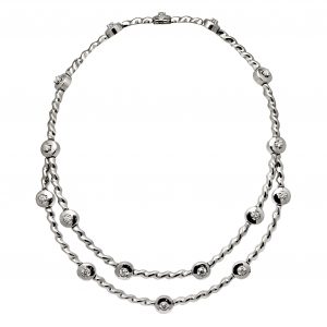 Flowing Lines Double Row Diamond Necklace