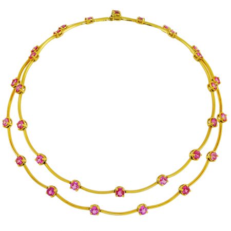 Cascade Double Row Pink Sapphire Necklace Kaufmann de Suisse Jewelers
