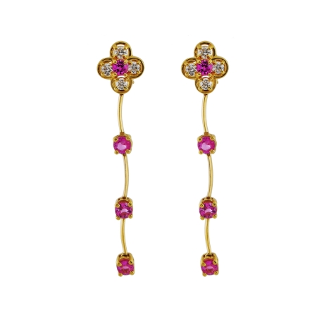 21972 Cascade Diamond Drop Earrings Designed and Handmade in 18kt Yellow Gold featuring 16 Brilliant Cut GVS Quality Diamonds weighing a total of 2.40cts