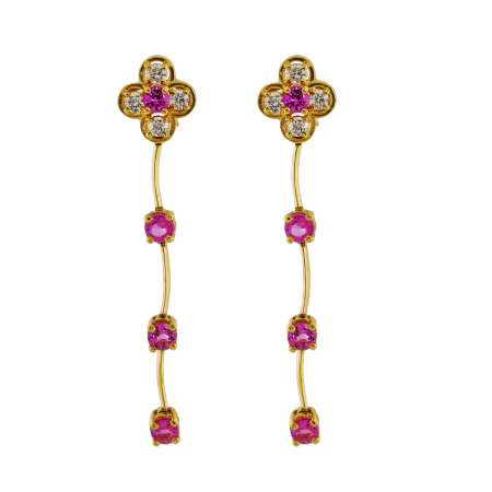 21972 Cascade Diamond Drop Earrings Designed and Handmade in 18kt Yellow Gold featuring 16 Brilliant Cut GVS Quality Diamonds weighing a total of 2.40cts
