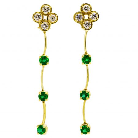 Cascade Emerald and Diamond Drop Earrings