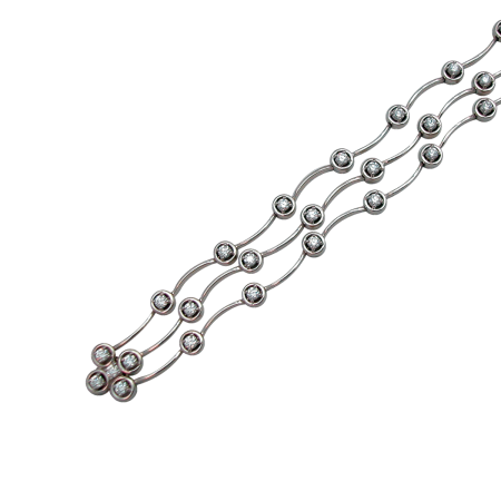 22616 Three Row Cascade Diamond Bracelet, Handmade in 18k White Gold with 39 Round Diamonds Weighing 8.07 Carats Total