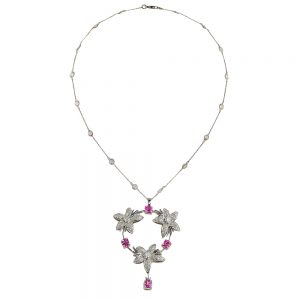 Pink Sapphire and Diamond Necklace
