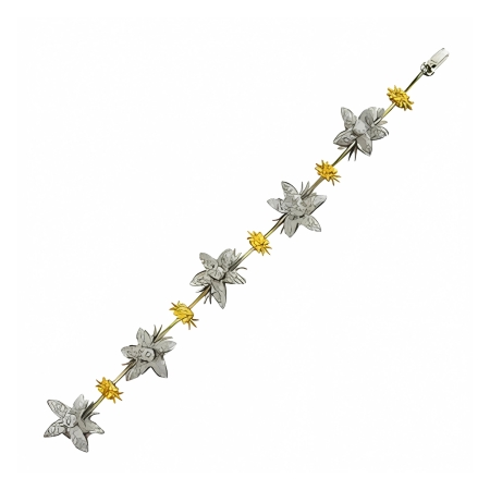 22727 Jasmin de Nuit Diamond & Yellow Sapphire Dangle Drop Earrings Designed & Handmade by Kaufmann de Suisse in 18kt White & Yellow Gold featuring 236 Round Brilliant Cut GVS Quality Diamonds wei