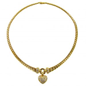 Gold and Diamond Heart Necklace