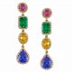 Multi Colored Gemstone Diamond Drop Earrings