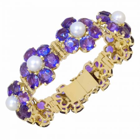 Amethyst and Cultured Pearl Bracelet