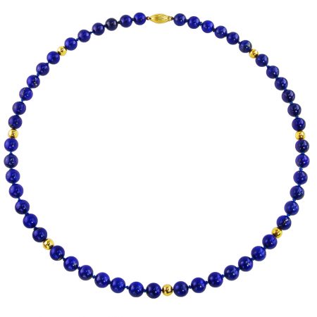 Lapis and Gold Beaded Necklace