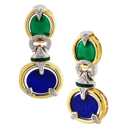Lapis Lazulie and Agate Earrings