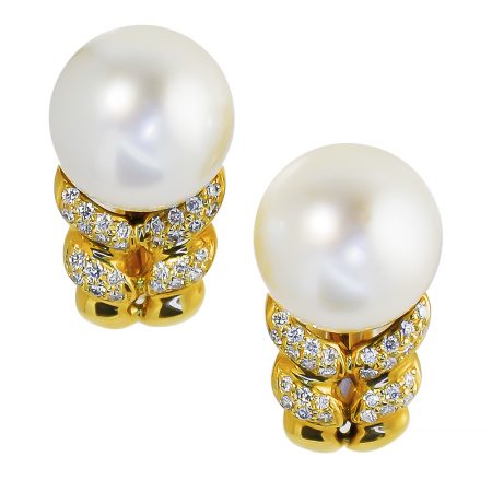 South Seas Cultured Pearl and Diamond Earrings