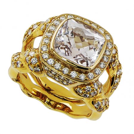 Tzarina Kunzite and Diamond Ring