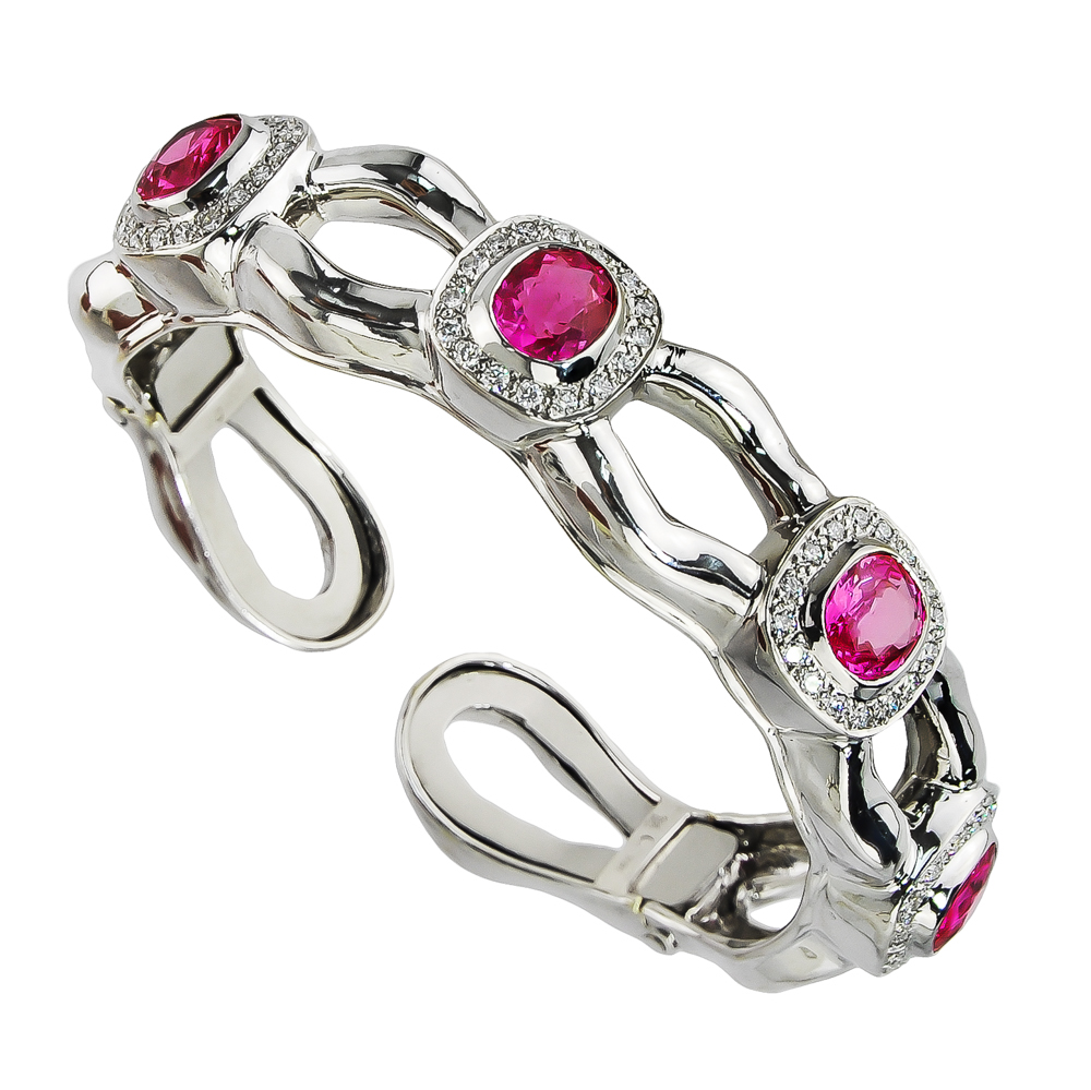 Tzarina Pink Sapphire and Diamond Cuff Bracelet - Kaufmann de Suisse ...