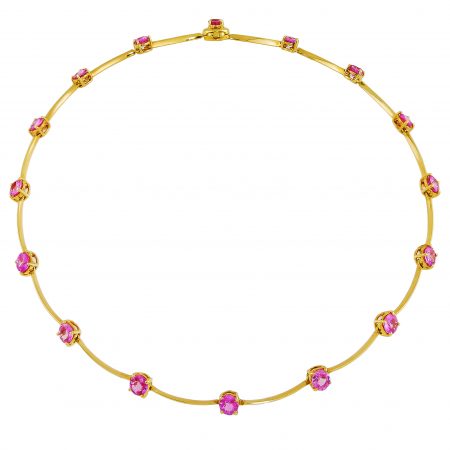 Cascade Single Row Pink Sapphire Necklace