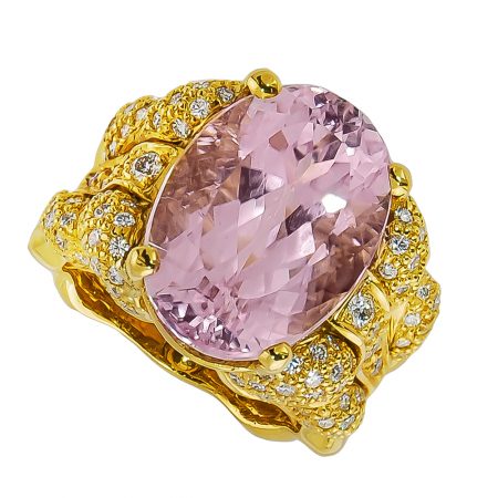 Flowing Lines Kunzite and Diamond Ring