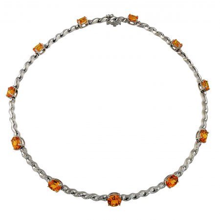 Mandarin Garnet and Diamond Necklace