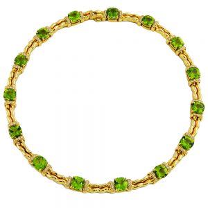 Double Flowing Lines Peridot and Diamond Necklace