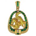 Emerald and Diamond Horse Pendant with Omega Chain