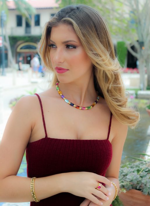 18K Multicolored Gemstone Necklace