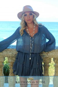 The Palm Beach Lariat Necklace with Grey and White Pearls
